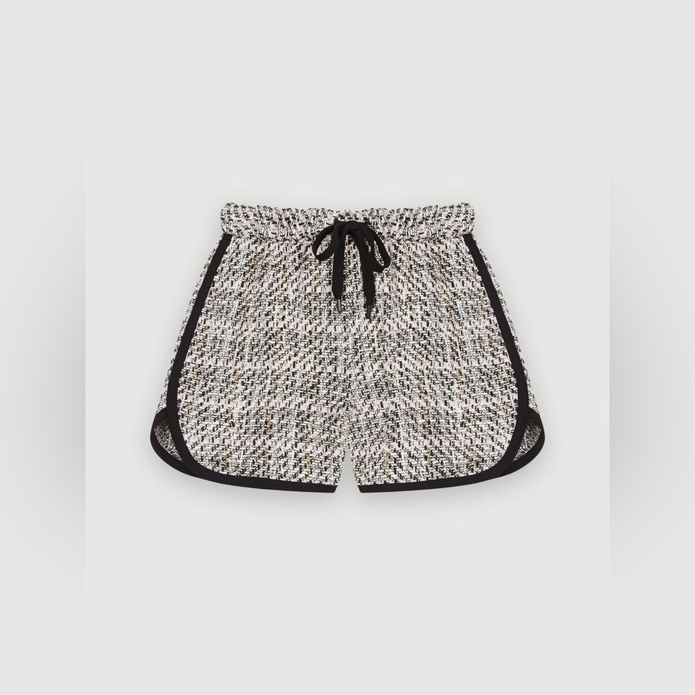 Maje Contrast Tweed Pink High Waisted Shorts - Picture 5 of 8